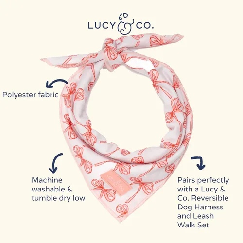 Vista 2 de Lucy & Co. Bandana con lazos de ballet, bandana duradera y cómoda para perro, lavable a máquina, accesorio de diseñador para cachorros, pequeños