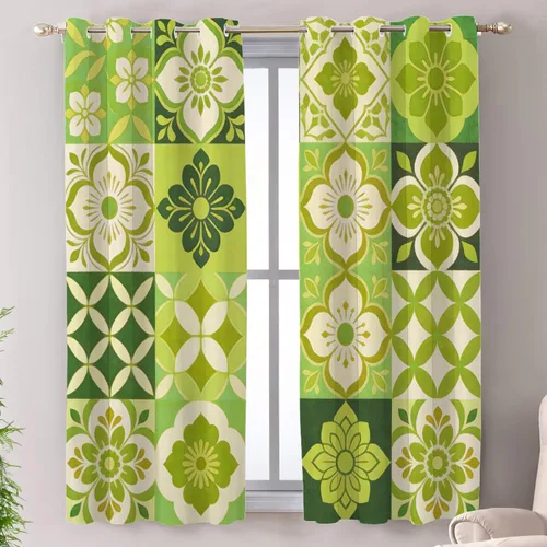 Vista 84 de Shrahala Art Nouveau Floral Pattern Blackout Curtain Tiers, Delicate Vine and Flower Design Kitchen Valance Light Blocking Tier Drapes with Rod
