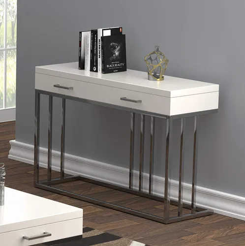 Vista 2 de Coaster Furniture Sofá Mesa Italiana Blanco y Latón Rosa 723139
