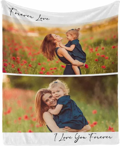 Vista 6 de InterestPrint Manta con foto, regalos personalizados para mamá, manta de collage de fotos personalizada para mamá de hija e hijo para cumpleaños