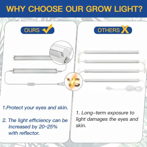 Vista 3 de GYTF T5 - Paquete de 2 luces LED de cultivo de plantas de espectro completo de 1.4 pies, 5000 K, tiras de lámpara de cultivo de plantas para plantas