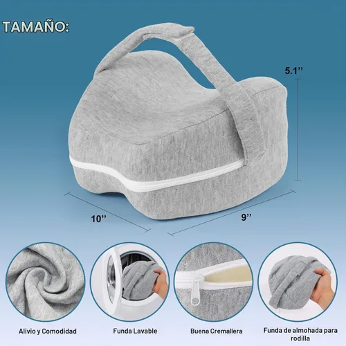 Vista 7 de Almohada de espuma viscoelástica para rodillas y piernas para dormir de lado, soporte ergonómico para espalda, caderas, rodillas, articulaciones