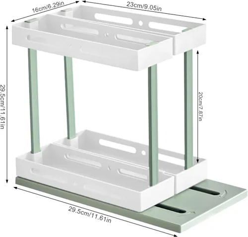 Vista 7 de DULRLLY Organizador giratorio para especias, 2 estantes de especias de dos pisos, organizador de armario de cocina extraíble para tiendas recetas
