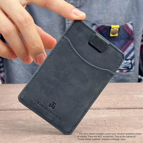 Vista 7 de Tailor Master Tarjetero para Tesla Model 3 X Y Slim Minimalista Tarjetero Bloqueo RFID, Azul marino