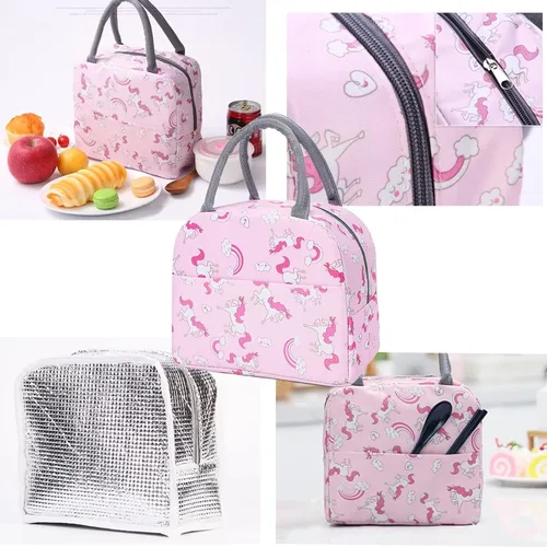 Vista 5 de Mochila de viaje para niños y niñas de preescolar con diseño de dibujos animados, ligera, fresca y bonita, con bolsa de almuerzo, Unicornio rosa M