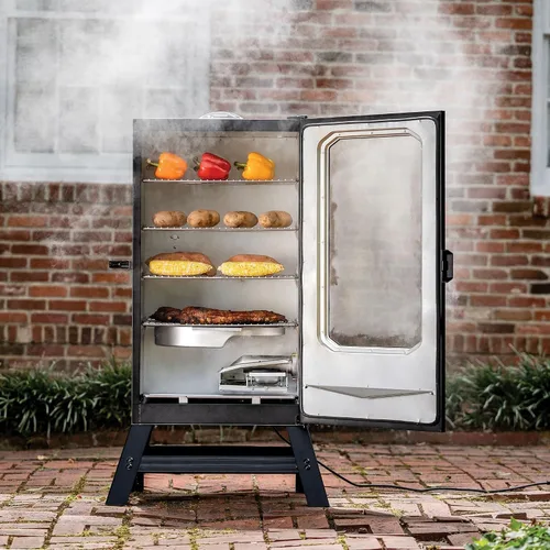 Vista 5 de Masterbuilt Ahumador eléctrico digital de 40 pulgadas con ventana y patas + paquete de cubierta