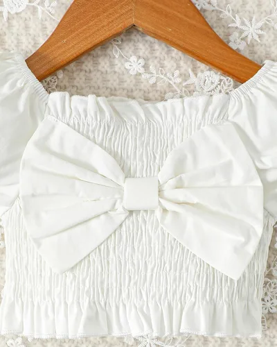 Vista 5 de Mioglrie Ropa para bebé niña con volantes y pantalones cortos, conjunto de ropa para niñas pequeñas