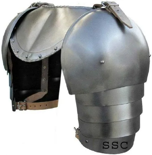 Vista 2 de Sangamsteelcraft Juego de espaulders de hierro medieval hombros cruzados vikingos armadura