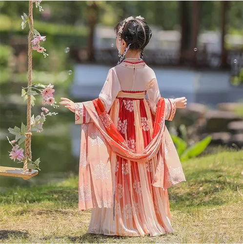Vista 3 de Disfraz chino tradicional chino de Hanfu original para niña
