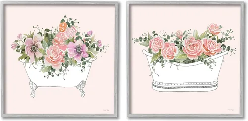 Vista 9 de Stupell Industries Cindy Jacobs - Juego de 2 botánicos para bañera, diseño floral rosa Stupell Industries · By Cindy Jacobs · Ready to hang · Bath