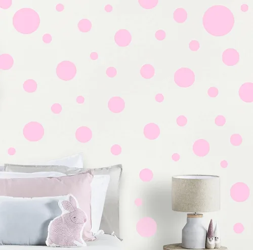 Vista 6 de Calcomanías de pared de lunares negros, calcomanías de decoración de pared para habitación de niñas, puntos de pared, círculo de vinilo