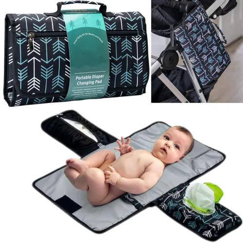 Vista 2 de Cambiador de pañales portátil, cambiador portátil para niñas y niños recién nacidos, cambiador de bebé con bolsillo inteligente para toallitas - Kit