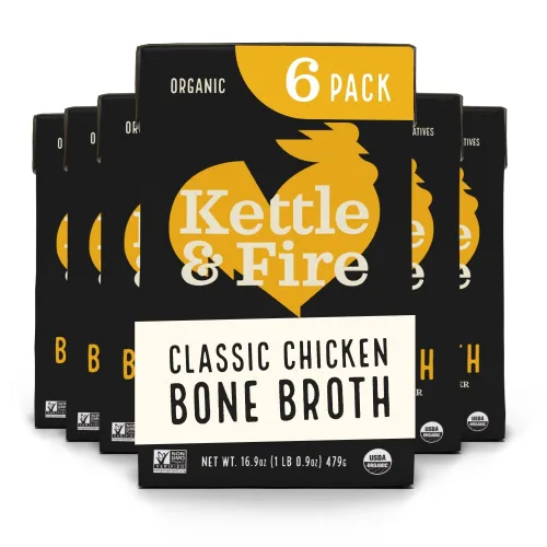 Vista 13 de Kettle and Fire Classic - Caldo de hueso de ternera, aprobado por Keto, Paleo, y Whole 30, sin gluten, alto en proteínas y colágeno, paquete de 4