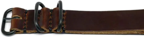 Vista 4 de Da Luca Correa de reloj militar de piel Horween fabricada en Estados Unidos (hebilla PVD) de 0.709in, 0.787in, 0.866in, 0.945in, 1.024in, Essex
