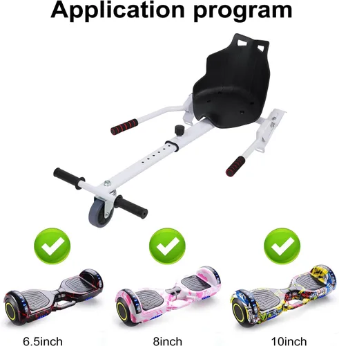 Vista 6 de Accesorio de asiento Hoverboard de capacidad de 265 libras, 27 a 39 pulgadas de longitud ajustable, accesorio de Go Kart con asiento cómodo