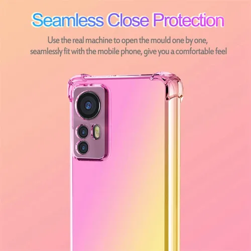 Vista 4 de Para Mi 12 Lite 5G Case, Clear Cute Gradient Phone Case Slim Anti Scratch Flexible TPU Cover Funda Protectora a Prueba de Golpes para Xiaomi 12 Lite