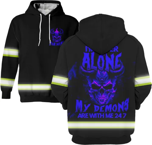Vista 16 de Maddly Polo de alta visibilidad con diseño de calavera y bandera de Estados Unidos, ropa de trabajo patriótica con nombre personalizado