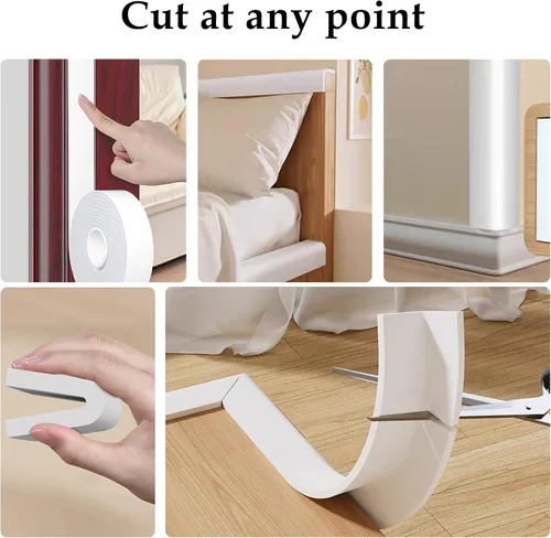 Vista 5 de Burlete Sello para Puerta Blanco, 1 Pulgada de Ancho X 1/4 Pulgada de Grosor, Sello de Ventana de Aire Acondicionado, Cinta de Espuma Autoadhesiva