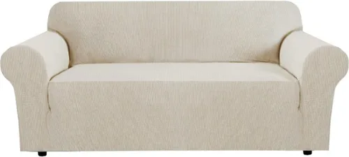 Vista 77 de H.VERSAILTEX Funda elástica para sofá, fundas suaves para muebles de 3 cojines, con tela jacquard gruesa a cuadros con parte inferior elástica, sofá