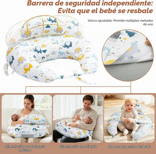 Vista 4 de KAKIBLIN - Almohada de lactancia inflable con correa, almohadas de lactancia materna Elefante