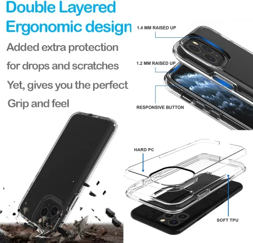 Vista 4 de Mundaze - for Apple iPhone 11 Pro Black White Piano Red Rose Case Slim Hybrid Shockproof Hard Shell Soft TPU Heavy Duty Protective Phone Cover