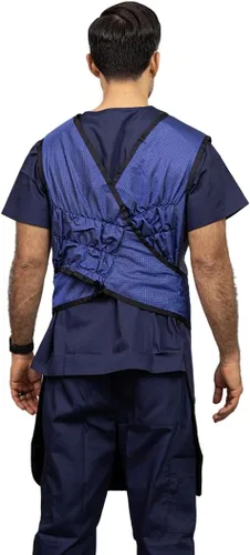 Vista 3 de Delantal frontal – Flexiback – 0.020 in Pb LE – Delantal ligero con plomo de rayos X – Ajuste Ajustable – Azul Real Ripstop