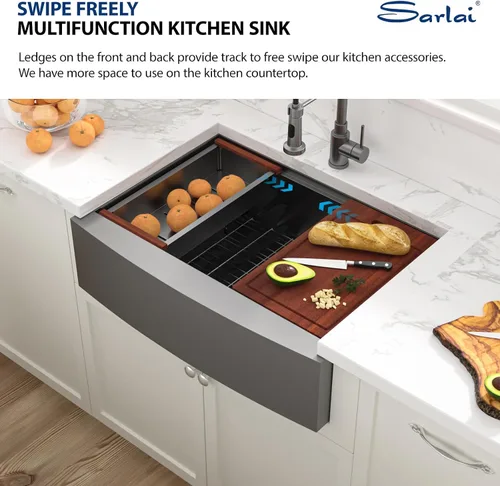 Vista 3 de Sarlai Fregadero de cocina de 30 unidades color negro, 30 x 22 pulgadas, fregadero de cocina de 30 x 22 pulgadas, fregadero de cocina de acero Acero