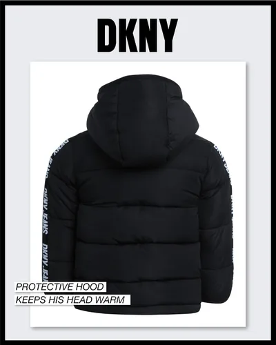 Vista 6 de DKNY Chaqueta para niños pequeños, abrigo acolchado de burbujas para cortavientos (talla 2T-4T)