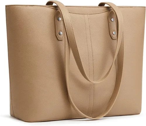 Vista 10 de S-ZONE Bolsa de mano para mujer, bolsos de trabajo, bolsos de mano, correa Café