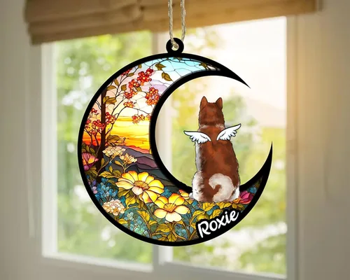 Vista 252 de LOVELYPOD Adorno de Navidad personalizado para perro Basset Hound (marrón) Basset Hound (marrón) adorno para atrapasoles de perro, razas de perros