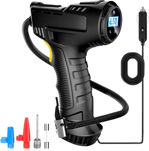 Vista 8 de Inflador de neumáticos, compresor de aire portátil, bomba de aire automática de 12 V CC para neumáticos de automóvil, 150 PSI con medidor de presión