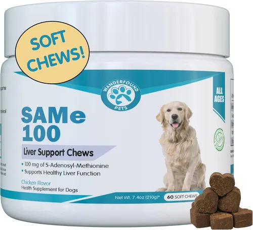 Vista 8 de Wanderfound Pets Same 100 soporte hepático para perros – Mismo suplemento hepático S-adenosil-L-metionina para apoyo hepático y cerebro – Sam E