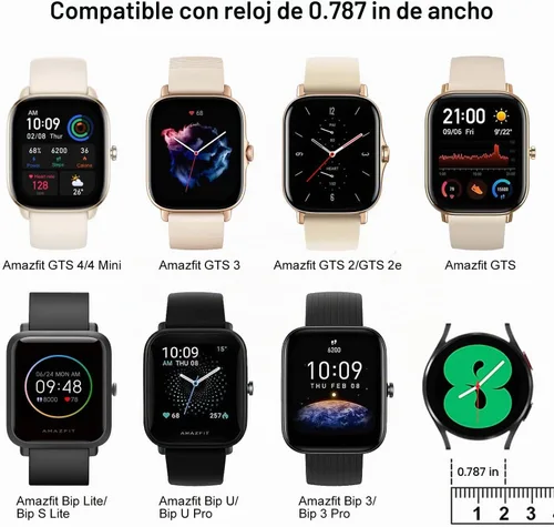 Vista 7 de Paquete de 8 correas elásticas de nailon GTS y Bip Watch, correa de bucle suave de 0.787 pulgadas 8