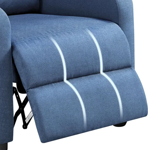 Vista 9 de Yaheetech Asiento de cine en casa Silla reclinable de tela moderna individual sala de estar sofá reclinable con bolsillo, resorte azul claro