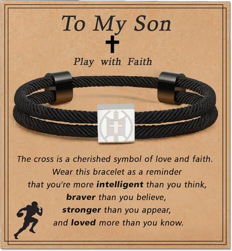 Vista 13 de Pulsera cruz de béisbol/fútbol/baloncesto/fútbol americano de Lydow para graduación, para niños, hombres, hijos, jugadores, equipo, amantes, nietos