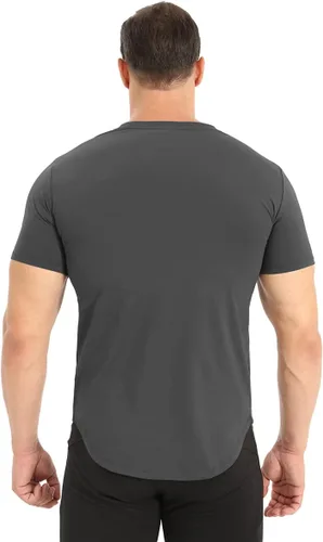 Vista 2 de BROKIG Camiseta de entrenamiento de gimnasio TDry Bold para hombre, ajuste casual, culturismo, camisas de manga corta para hombre