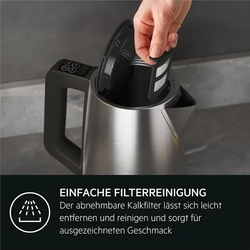 Vista 6 de AEG kettle K5-1-6pcs Deli 5/2400 watts/5 adjustable temperature levels/1.7L/3 times automatic safety shutdown/anti-drip function, one-handed lid