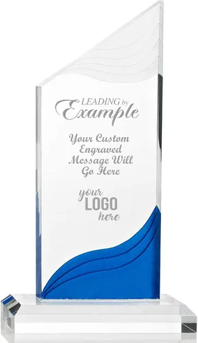 Vista 12 de Awards Trofeo de Acrílico Grabado con Forma de Elipse Puntiaguda de 9" Azul y Blanco - para Empleados - Grabado Personalizado