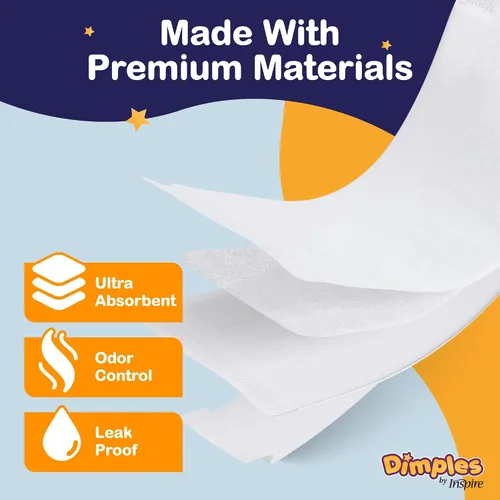 Vista 5 de Dimples Booster Pads, insertos para doblar pañales para bebé con adhesivo, 1 tamaño para todos los pañales, aumenta la absorción, no más fugas