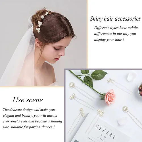 Vista 5 de ELANE 38 Pcs Pearl Hair Pins for Wedding Hairstyles, Bridal Hair Accessories, Hair Accessories for Women and Girls (Gold)