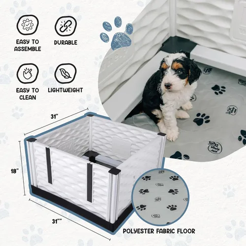 Vista 5 de EZwhelp EZclassic 28"x28"x18" Caja de parto acolchada pequeña para perros con rieles, suministros para parto de cachorros, almohadilla negra