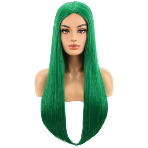 Vista 21 de Beron Peluca de pelo largo recto de 20" para disfraz de cosplay con gorro de peluca (naranja oscuro)