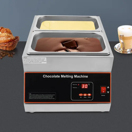 Vista 7 de 2 Pot Commercial Chocolate Melting Pot, 12 KG/26.4 LBS Chocolate Melting Pot with 32-203°F Temperature Adjustable Electric Chocolate Melter with Lid