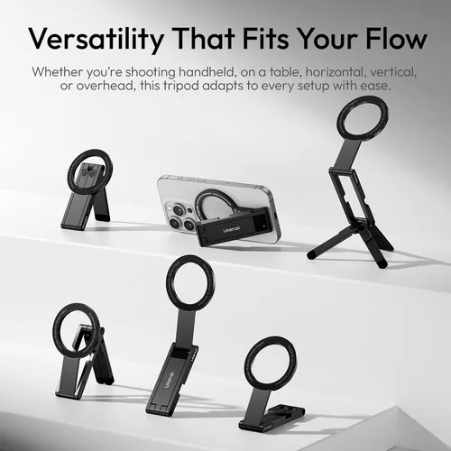 Vista 5 de ULANZI MA60 Soporte magnético para trípode para iPhone 18 Pro 17 16 15 14 Negro