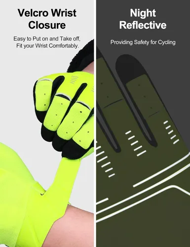 Vista 5 de INBIKE Guantes de ciclismo de montaña unisex, guantes de ciclismo de dedo largo con almohadilla antideslizante que absorbe los golpes