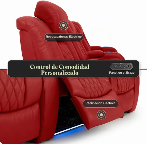Vista 8 de Seatcraft Asiento de cine en casa Diamante Reclinable Individual Rojo