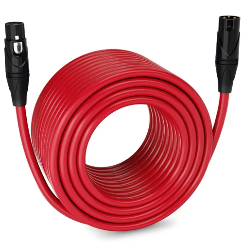 Vista 44 de LyxPro Cable de micrófono XLR hembra a macho de ángulo recto de 3 pines de 1.5 pies para altavoces amplificados, interfaz de audio, rendimiento