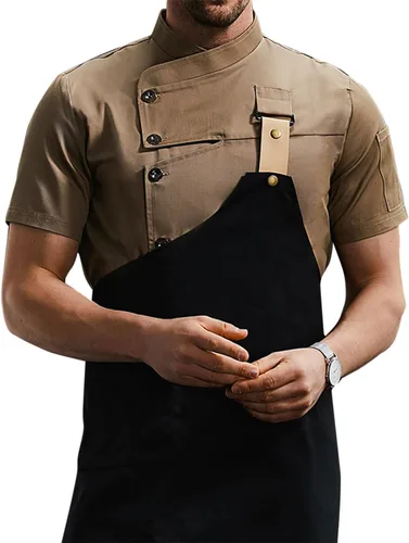 Vista 3 de Conjunto de chaqueta de chef para hombre (abrigo+delantal)