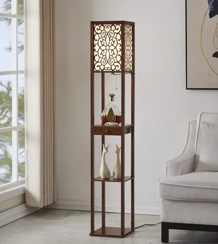 Vista 2 de Artiva USA Etagere Shelf Lámpara de pie con cajón