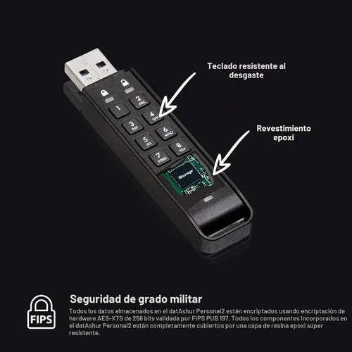 Vista 3 de iStorage datAshur Personal2 32 GB Unidad flash segura Protección con contraseña Portátil Cifrado de hardware de grado militar